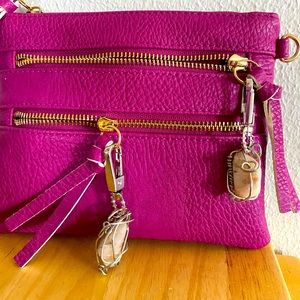 New Quartz Purse/Backpack Accessory with tassel. Clips on w/ Lobster Claw